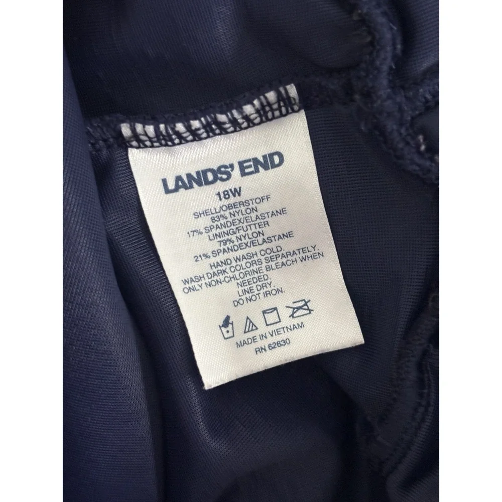 Lands' End Swim Dress Size 18 Swimsuit Skirted Navy Blue Soft Bra EUC